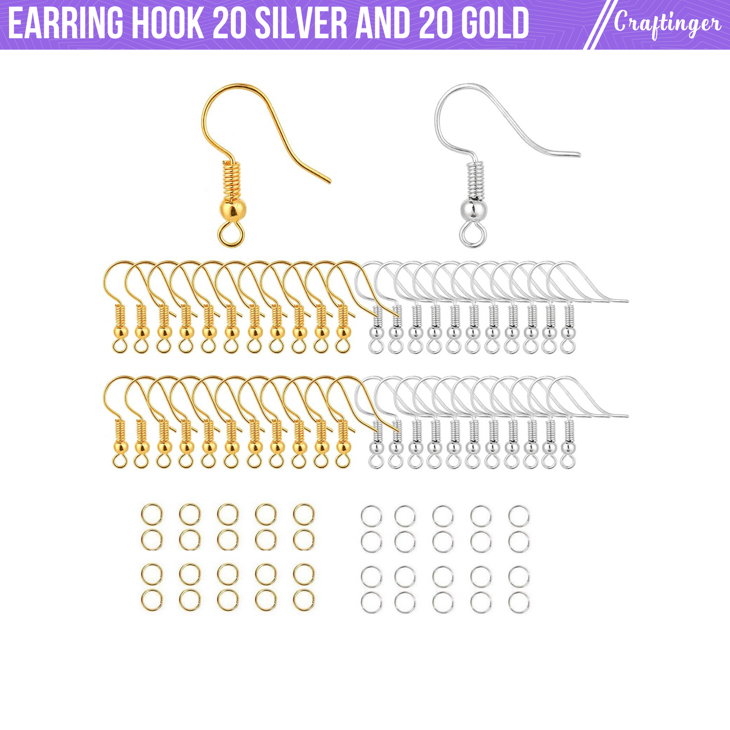 Earring Hooks Gold & Silver With Connector