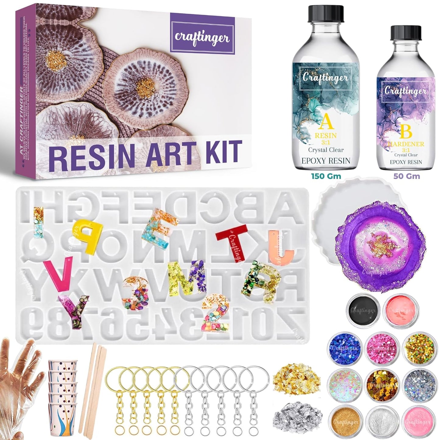 Craftinger Resin Alphabet Keychain Coaster Making Stater Kit ( AR )