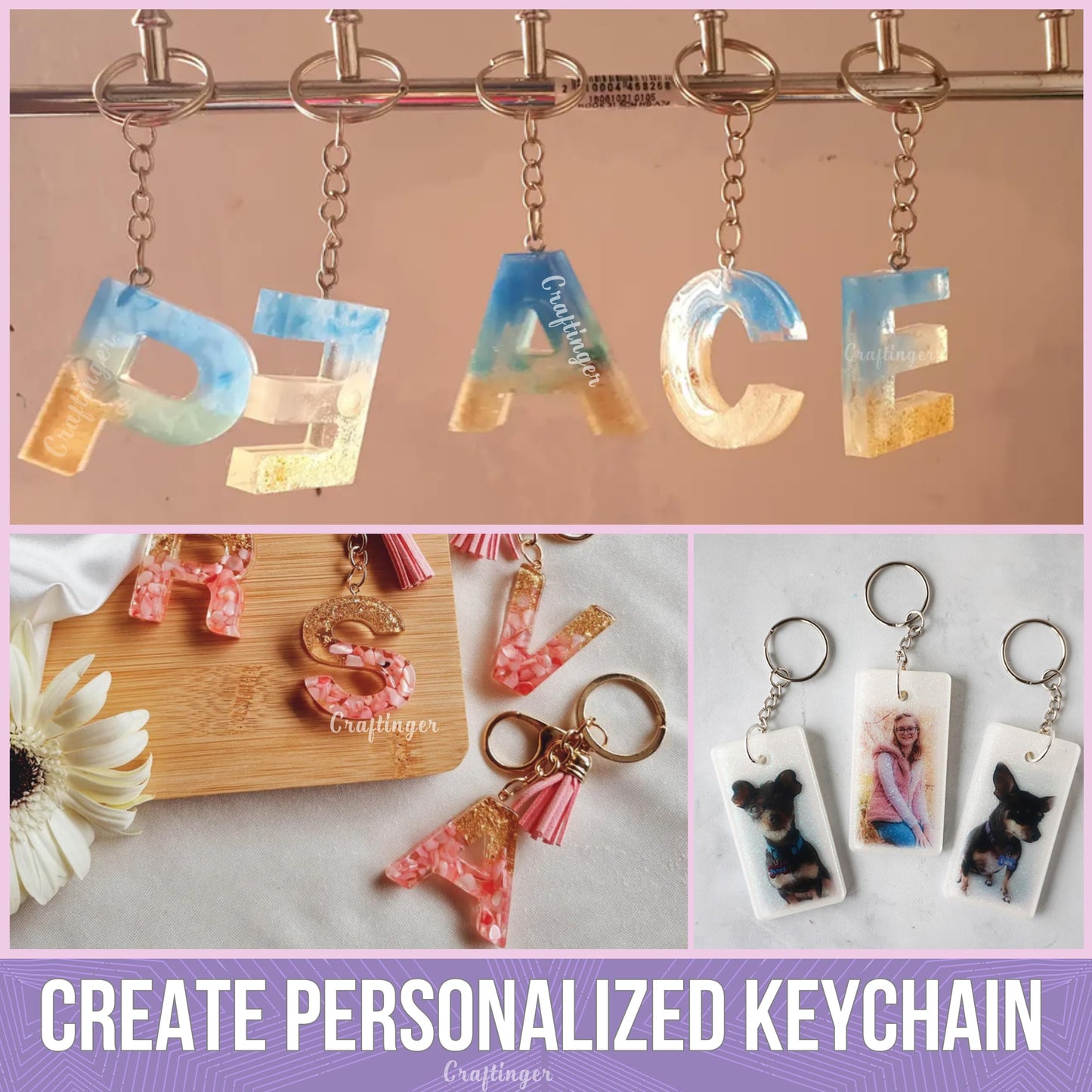 Craftinger Resin Art pro Alphabet Keychain Making Kit (AT)