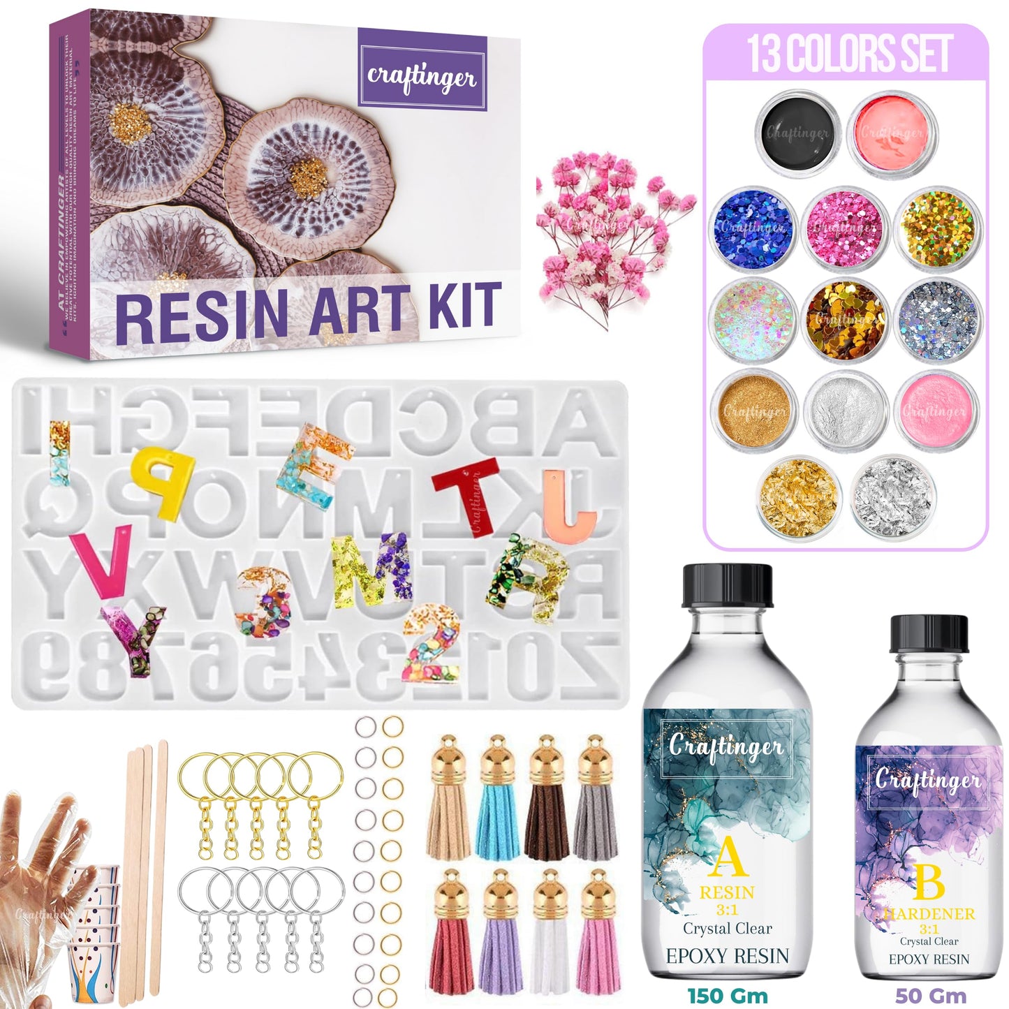 Craftinger Resin Art pro Alphabet Keychain Making Kit (AT)