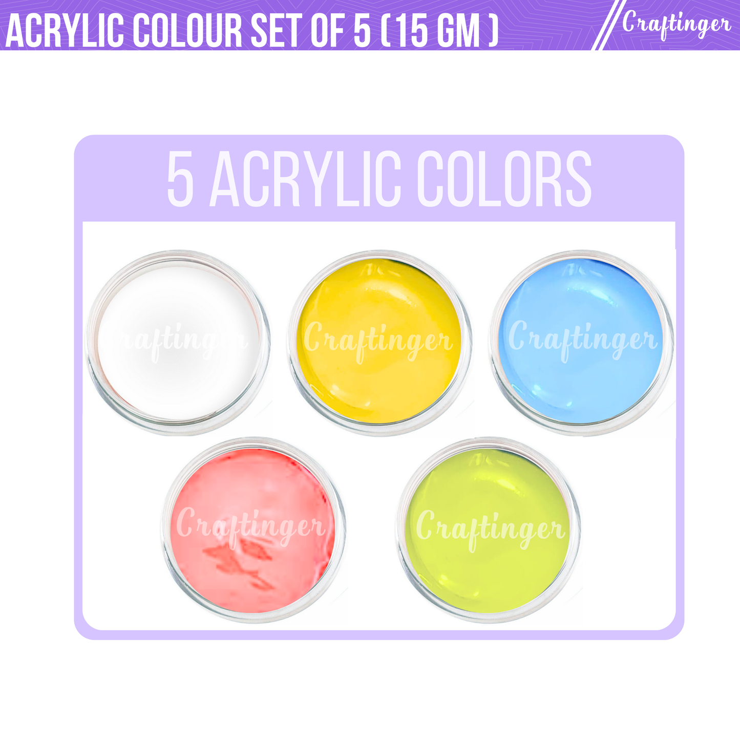 Acrylic Colour Set of 5 (Each color 15 gm )